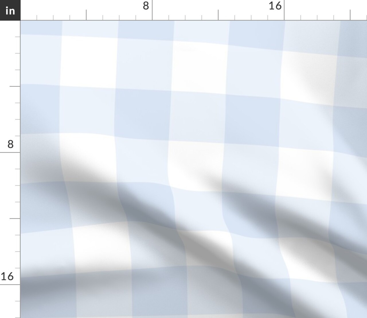Blue Pastel Buffalo Large Scale Pale Picnic Gingham Checkered Tartan Plaid Country Cottage Farmhouse Custom Printed Fabric by Spoonflower Various Fabrics by the Yard or Fat Quarter